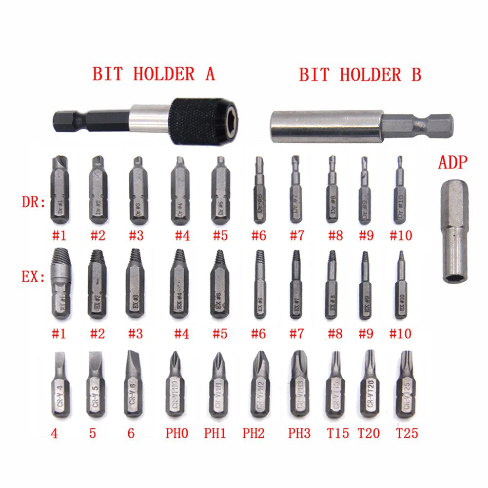 33pcs Extractor Drill Bit Set Broken Drill Bit Take Out Bolt Remover Screws For Hex Bolts Machine Screws Lag Bolts Wood Workshop
33pcs Extractor Drill Bit Set Broken Drill Bit Take Out Bolt Remover Screws For Hex Bolts Machine Screws Lag Bolts Wood Workshop