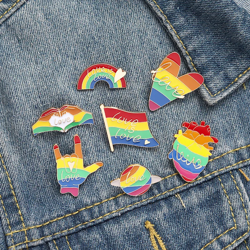 

MILLA Enamel Rainbow Brooches Lapel Pin for Women Alloy Creative Heart Rainbow Bridge Love Brooch Badges Corsage Fashion Jewelry