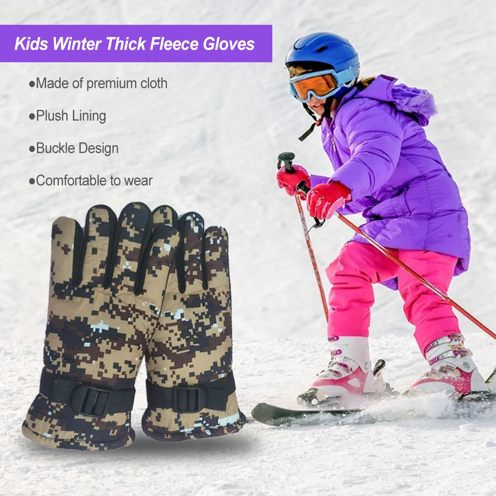 

Детские зимние перчатки, водонепроницаемые лыжные варежки, варежки, Регулируемые нескользящие детские лыжные перчатки для спорта на открытом воздухе, желтые
