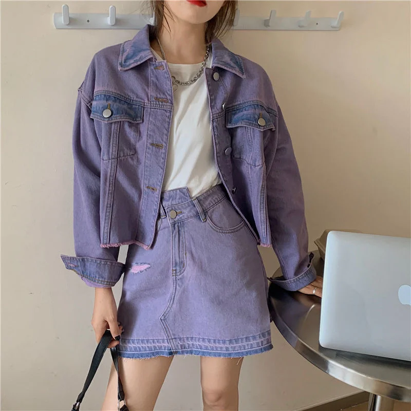 2022 Spring Oversized Loose BF Vintage Jean Woman Purple Jacket Coat Cowboy Crop Long Denim Jacket Women Coats Women's Jackets 
2022 Spring Oversized Loose BF Vintage Jean Woman Purple Jacket Coat Cowboy Crop Long Denim Jacket Women Coats Women's Jackets