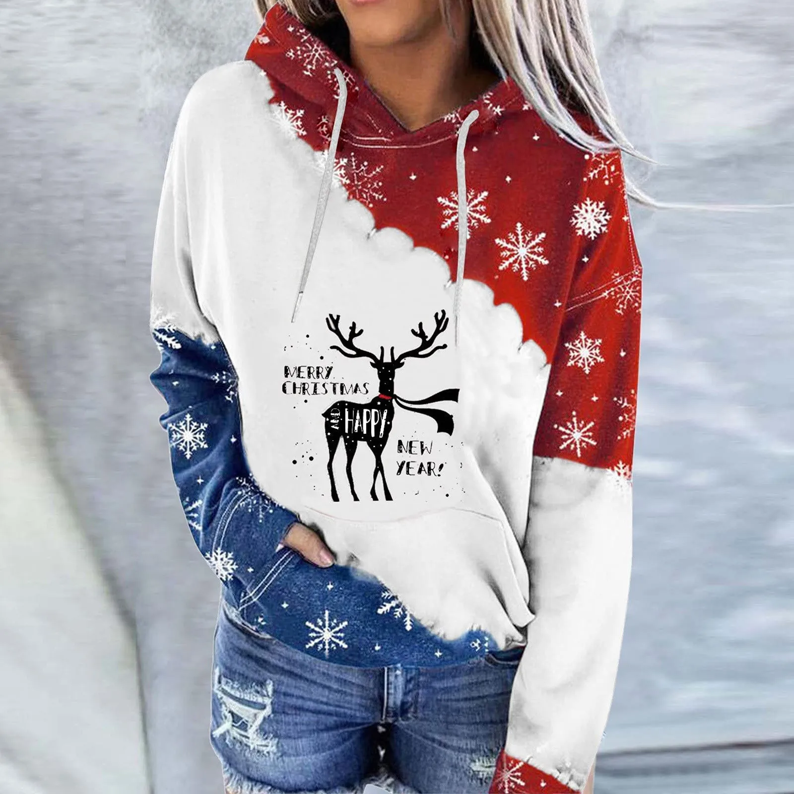 Christmas Women'S Autumn And Winter Letters Snowflake Fawn Print Color-Block Striped Hooded Sweatshirt Polyester Long Sleeve
Christmas Women'S Autumn And Winter Letters Snowflake Fawn Print Color-Block Striped Hooded Sweatshirt Polyester Long Sleeve