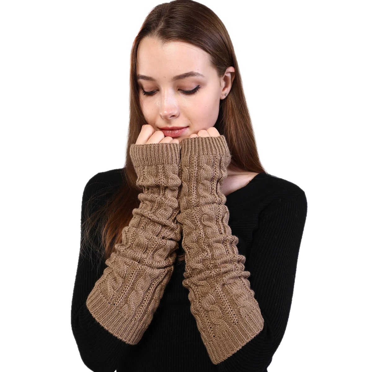 New Women Woven Pattern Long Fingerless Gloves Ladies Elbow Multi-role Arm Sleeve Fingerless Knitted Mittens
New Women Woven Pattern Long Fingerless Gloves Ladies Elbow Multi-role Arm Sleeve Fingerless Knitted Mittens