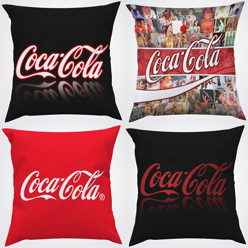 

Pillow Cover Cocas Cola Sleeping Pillows Decorative Pillowcase 40x40 Cushion Covers Pillowcases 50x50 Car Decoration Pilow Cases