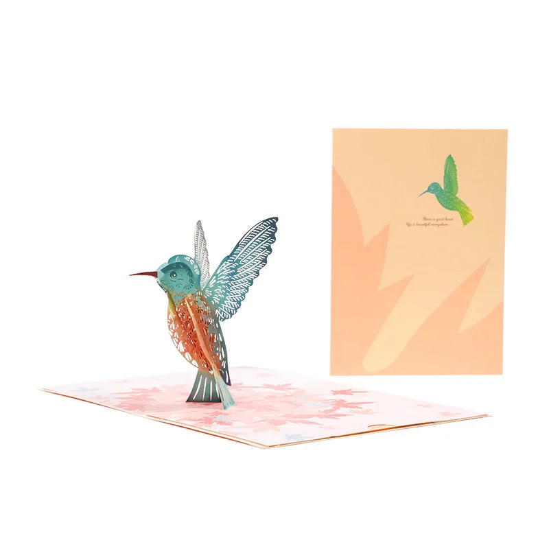 

3D Pop-Up Hummingbird Bird Greeting Thinking Of You Card for Birthday Father's Day Mother's Day Wedding Envelope
