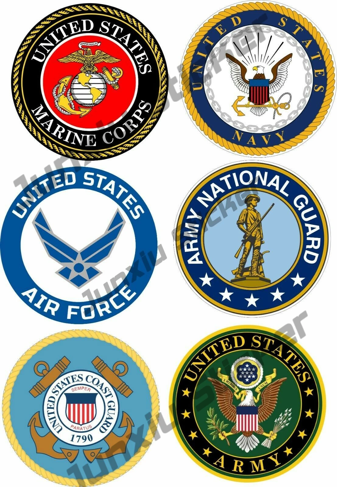 6PCS USMC, Army, Navy, Air Force, National Guard & Coast Guard Sticker Vinyl Decal Car Accessories Car Decor Glue Sticker KK10cm
6PCS USMC, Army, Navy, Air Force, National Guard & Coast Guard Sticker Vinyl Decal Car Accessories Car Decor Glue Sticker KK10cm