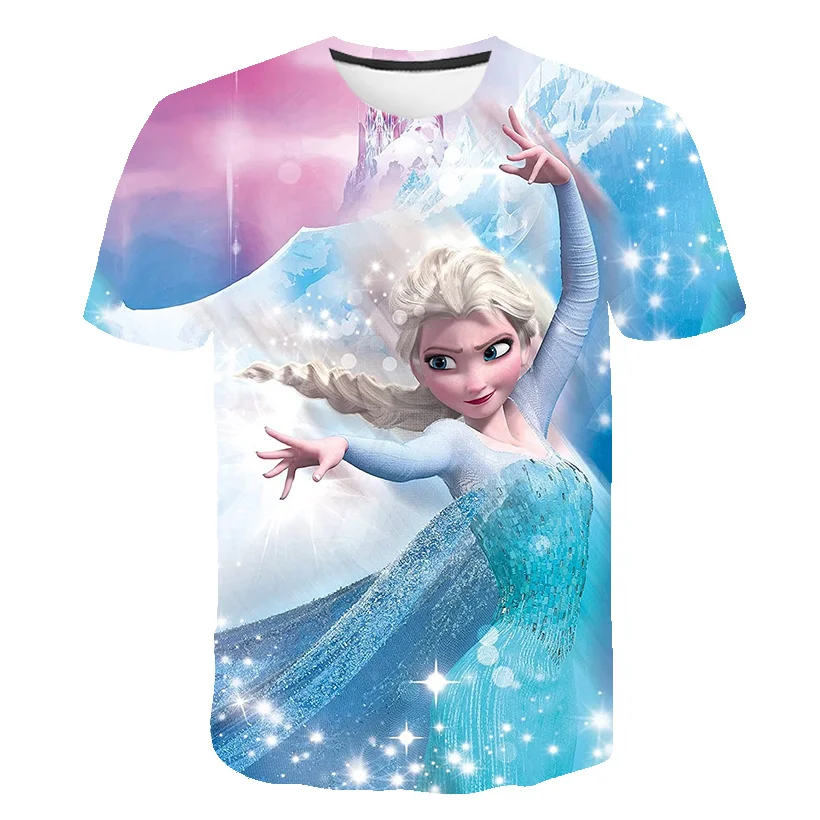 

New Elsa Frozen Kids Clothes T-Shirts Disney T Shirts Children Cartoons Kawaii Fashion Anime Tops Boy Girl Outfits Tee Shirt