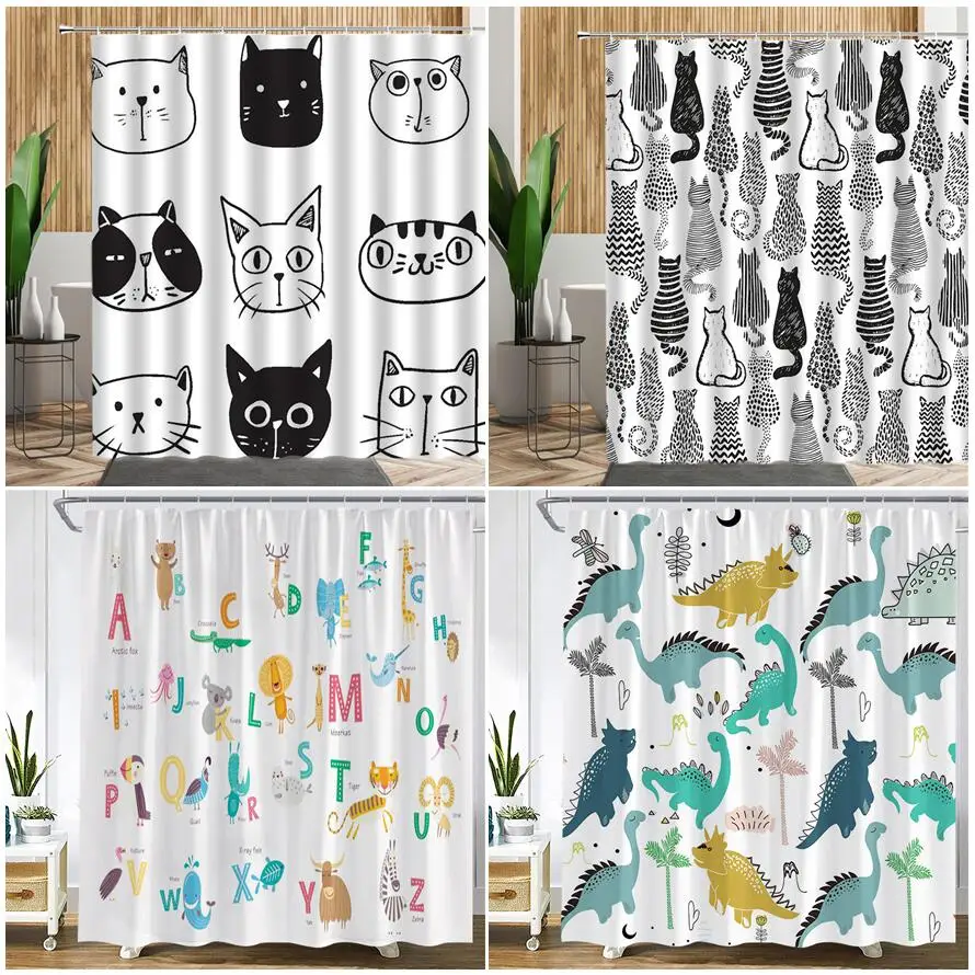 3D Cartoons Black White Cat Bathroom Waterproof Shower Curtain Simple Footprint Bathroom Curtains Set Bathtub Screen With Hooks
3D Cartoons Black White Cat Bathroom Waterproof Shower Curtain Simple Footprint Bathroom Curtains Set Bathtub Screen With Hooks