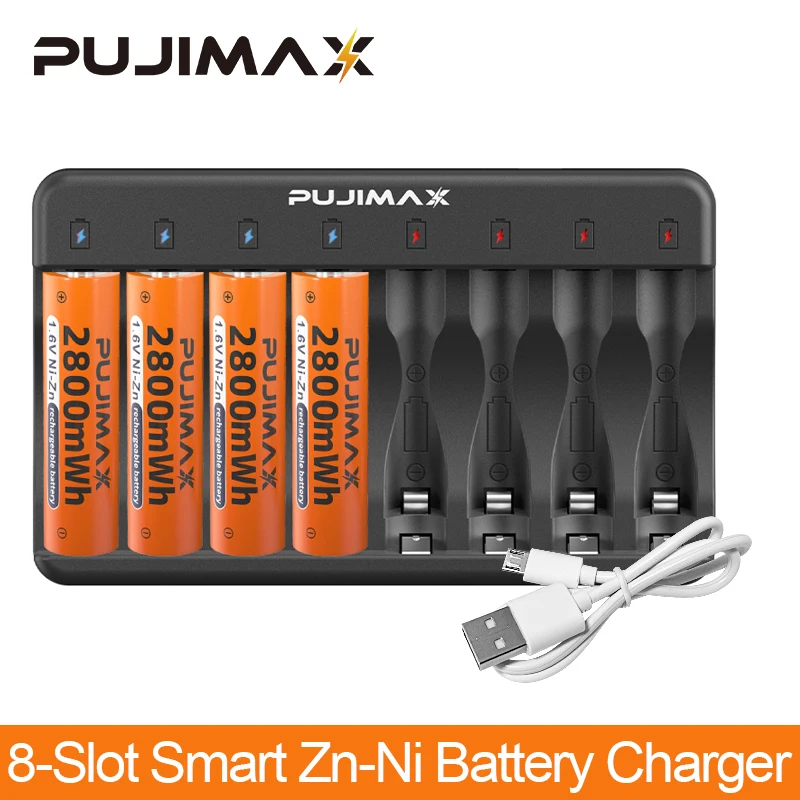 PUJIMAX New 8-Slot Ni-Zn Battery Charger With LED Indicator+4Pcs AA 1.6V 2800mWh Rechargeable Ni-Zn Battery For Flashlights Toys 
PUJIMAX New 8-Slot Ni-Zn Battery Charger With LED Indicator+4Pcs AA 1.6V 2800mWh Rechargeable Ni-Zn Battery For Flashlights Toys