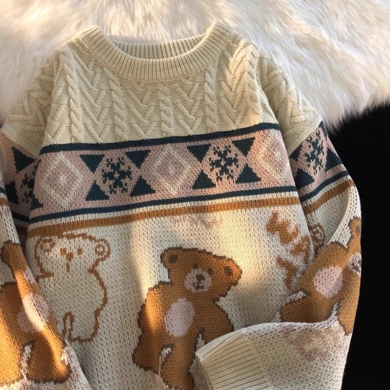 Autumn and winter new Japanese style retro lazy wind bear sweater female couple design sense niche loose casual knitted sweater
Autumn and winter new Japanese style retro lazy wind bear sweater female couple design sense niche loose casual knitted sweater