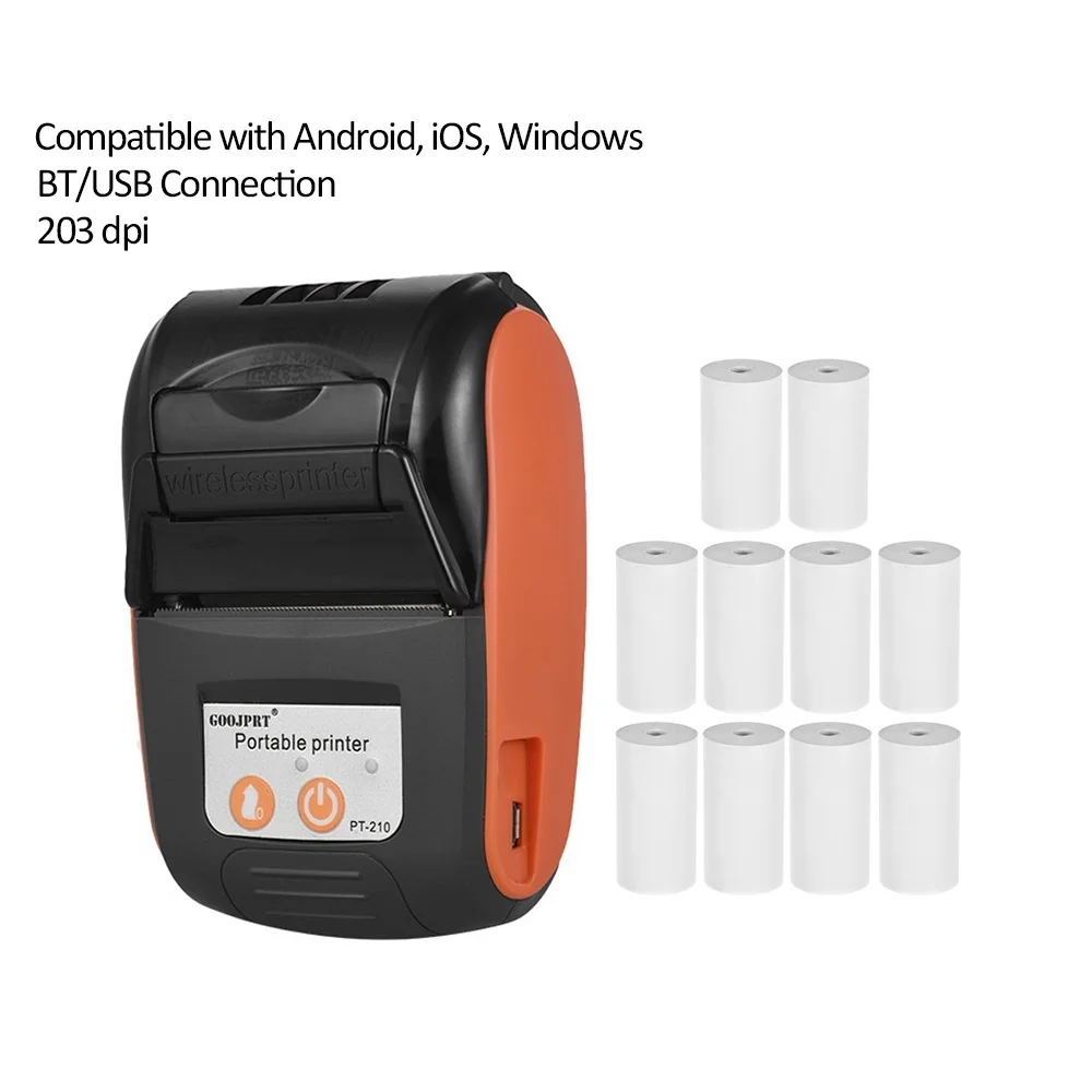 PT-210 BT Wireless Thermal Portable Printer 203dpi Handheld 58mm Receipt Printer for Retail Stores Factories Logistics
PT-210 BT Wireless Thermal Portable Printer 203dpi Handheld 58mm Receipt Printer for Retail Stores Factories Logistics