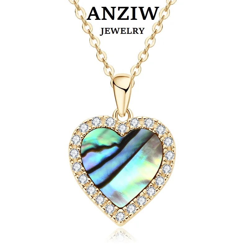 Anziw Pavé Moissanite & Heart Abalone shell Pendant Necklaces Silver 925 Heart of Ocean Blue Diamond Party Jewelry Women Gifts
Anziw Pavé Moissanite & Heart Abalone shell Pendant Necklaces Silver 925 Heart of Ocean Blue Diamond Party Jewelry Women Gifts