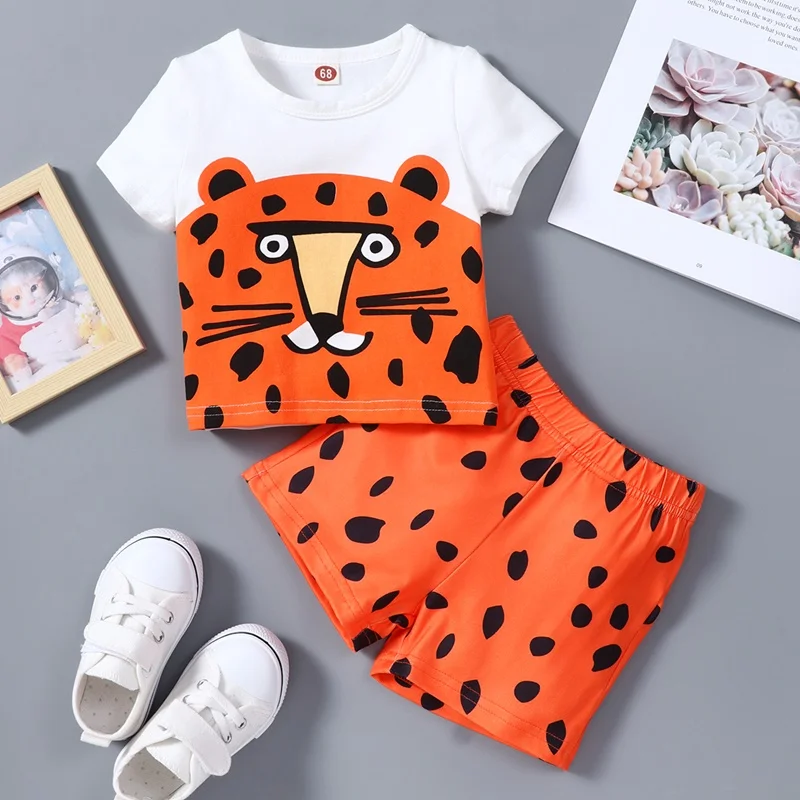 Baby Boy Clothes Set Animal Cartoon Leopard Print Short Sleeve T-shirts+short Pants Summer Cool Toddler Infant Clothing 0-24M
Baby Boy Clothes Set Animal Cartoon Leopard Print Short Sleeve T-shirts+short Pants Summer Cool Toddler Infant Clothing 0-24M