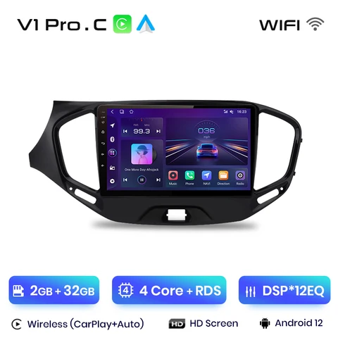 Junsun V1pro Беспроводной CarPlay автомагнитола Android Auto Аудио для авто мультимедиа автомобиля для лада веста For  LADA Vesta Cross Sport 2015-2019 4G 2дин магнитола андройд GPS магнитола для авто