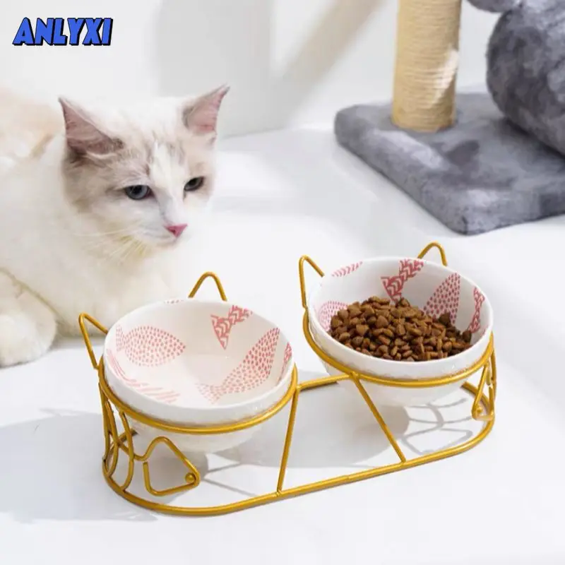 Cat Double Bowl Cute High-Leg Ceramic Oblique Mouth Protect Cervical Spine Prevent Overturning Food Water pet items mascotas
Cat Double Bowl Cute High-Leg Ceramic Oblique Mouth Protect Cervical Spine Prevent Overturning Food Water pet items mascotas