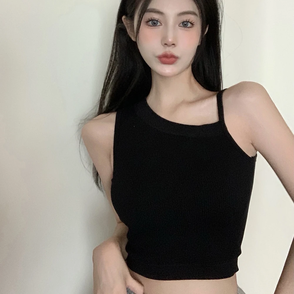 American Spicy Girl Knitted Tank Top Asymmetric One Shoulder Knitted Strap Top Tight Oblique Shoulder Open Neck Small Tank Top 
American Spicy Girl Knitted Tank Top Asymmetric One Shoulder Knitted Strap Top Tight Oblique Shoulder Open Neck Small Tank Top