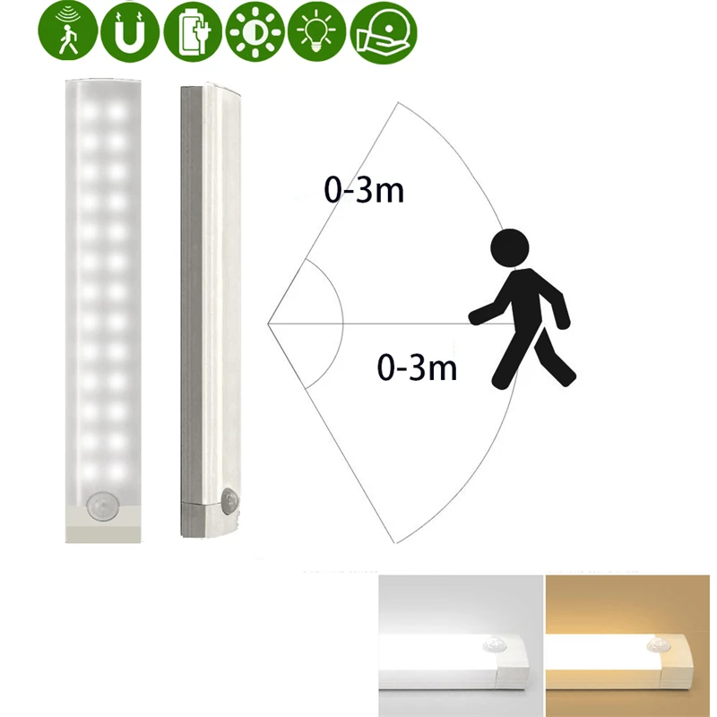 PIR Motion Sensor LED Night Light Kitchen Cabinet Light LED Closet Lamp USB Rechargeable Wireless LED Wardrobe Lamp Dimmable 5V
PIR Motion Sensor LED Night Light Kitchen Cabinet Light LED Closet Lamp USB Rechargeable Wireless LED Wardrobe Lamp Dimmable 5V