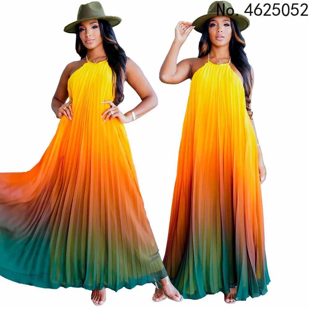 Sexy Off Shoulder Hanging Neck Women Long Dress Elegant Rib Pleat Dress Summer Casual Backless Solid Color Beach Style Dress
Sexy Off Shoulder Hanging Neck Women Long Dress Elegant Rib Pleat Dress Summer Casual Backless Solid Color Beach Style Dress