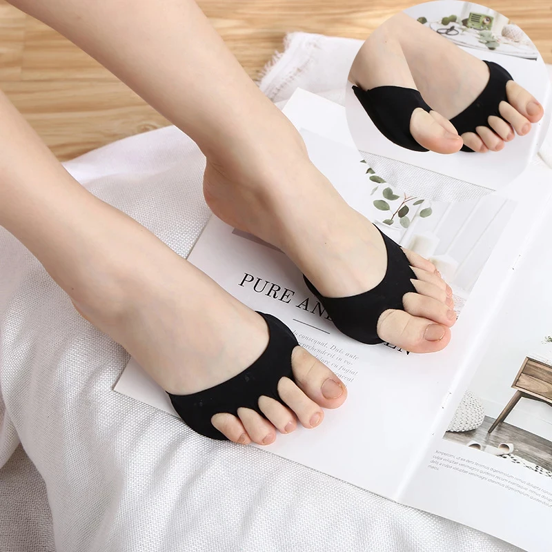 

Front palm pad sweat absorbing five finger half-amputated socks calluses corn foot pain care absorbent impact socks odor proof