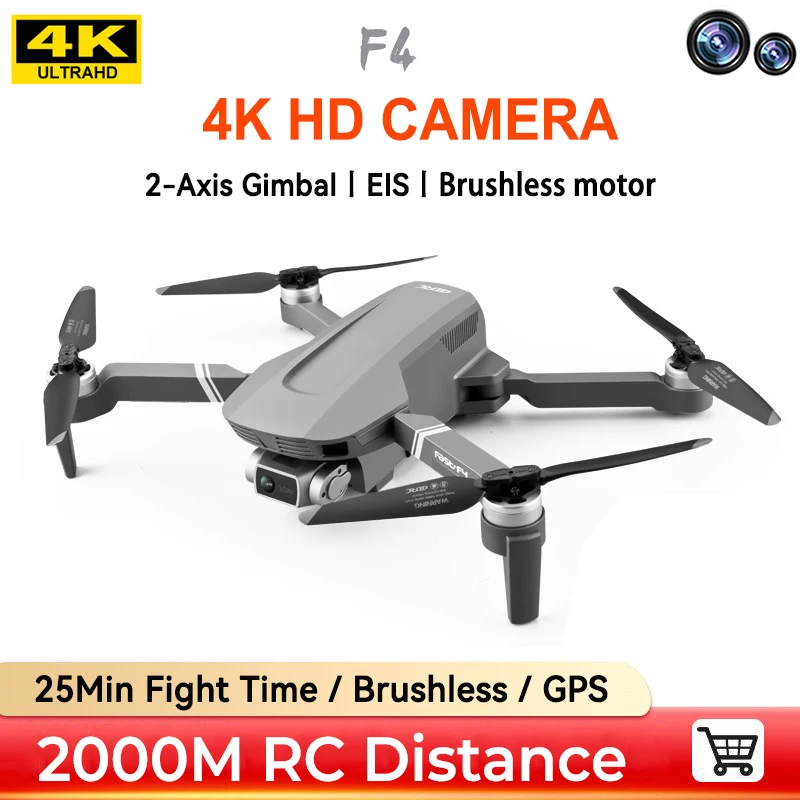 

F4 Professional Drone With 6K Camera 2-axis Gimbal Brushless GPS 5G Wifi 2KM RC Distance FPV Foldable Dron Quadcopter Kid Toys