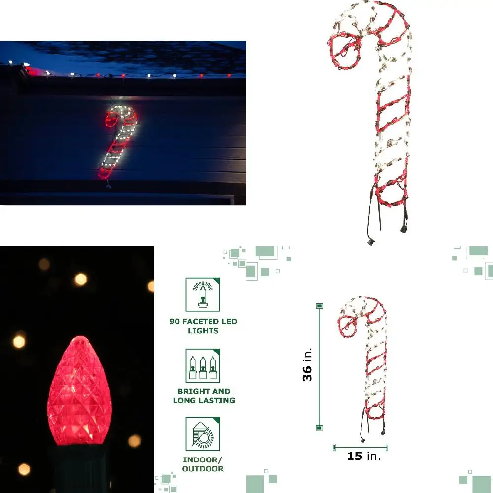 Gorgeous 36"H x 15"W 3-Ft. Tall Candle Cane LED Outdoor Lights with Ground Stakes, Perfect for Home Decorations & Holidays.
Gorgeous 36"H x 15"W 3-Ft. Tall Candle Cane LED Outdoor Lights with Ground Stakes, Perfect for Home Decorations & Holidays.