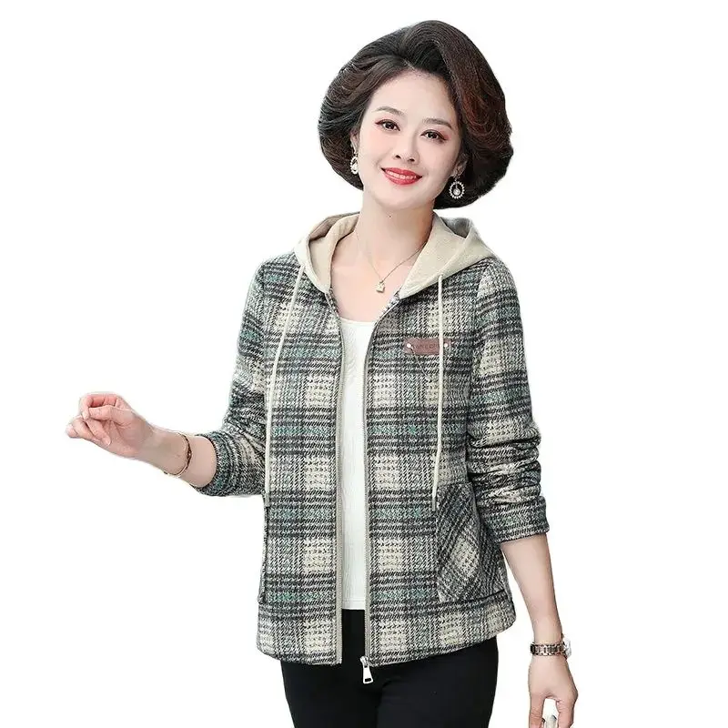 Upscale Mother Women's Woolen Coat 2023 Spring Autumn New Jacket Hooded Lattice Fashion Female Outerwear Long Sleeves Tops
Upscale Mother Women's Woolen Coat 2023 Spring Autumn New Jacket Hooded Lattice Fashion Female Outerwear Long Sleeves Tops