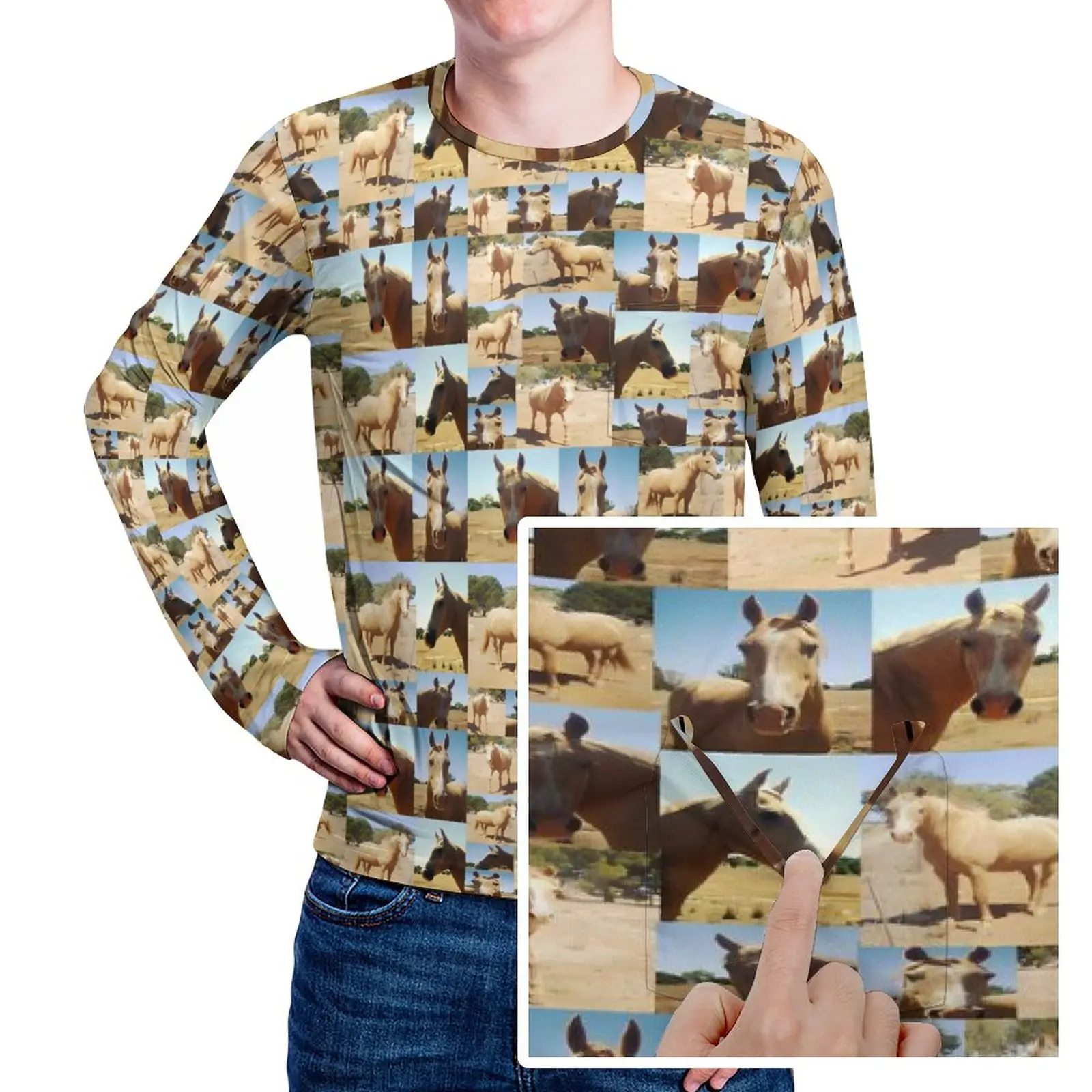 

Palomino Horse T-Shirt Man Farm Animal Print Y2K T Shirts Spring Popular Tee Shirt Long Sleeve Graphic Oversize Tops