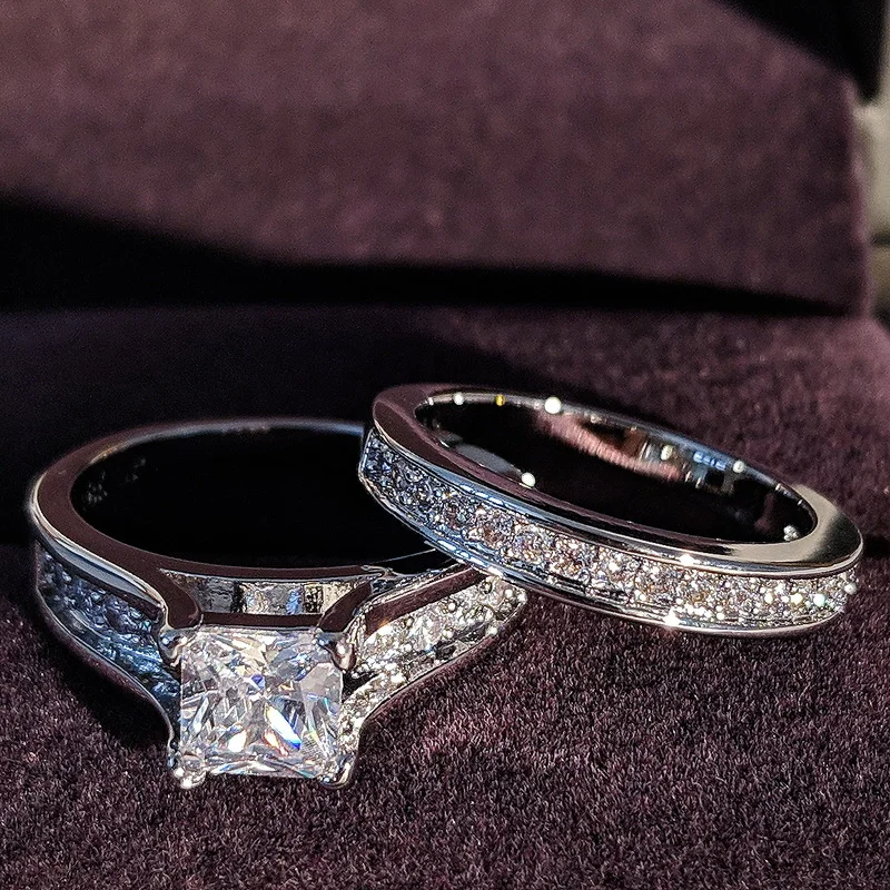 

Набор обручальных колец серебряного цвета для невесты для женщин 2022 Новый Продукт Модные ювелирные изделия на палец оптом