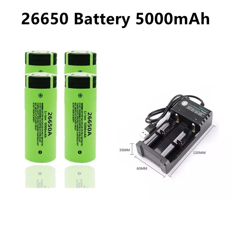 

Оригинальная Высококачественная аккумуляторная батарея 26650, 5000 мАч, 3,7 В, 50 А, литий-ионная аккумуляторная батарея для 26650A, светодиодный фона...