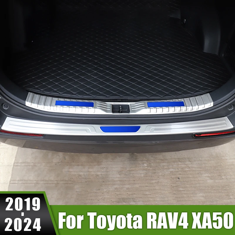 

For Toyota RAV4 XA50 2019 2020 2021 2022 2023 2024 Hybrid Stainless Car Rear Bumper Foot Plate Pedal Trunk Door Sill Guard Cover