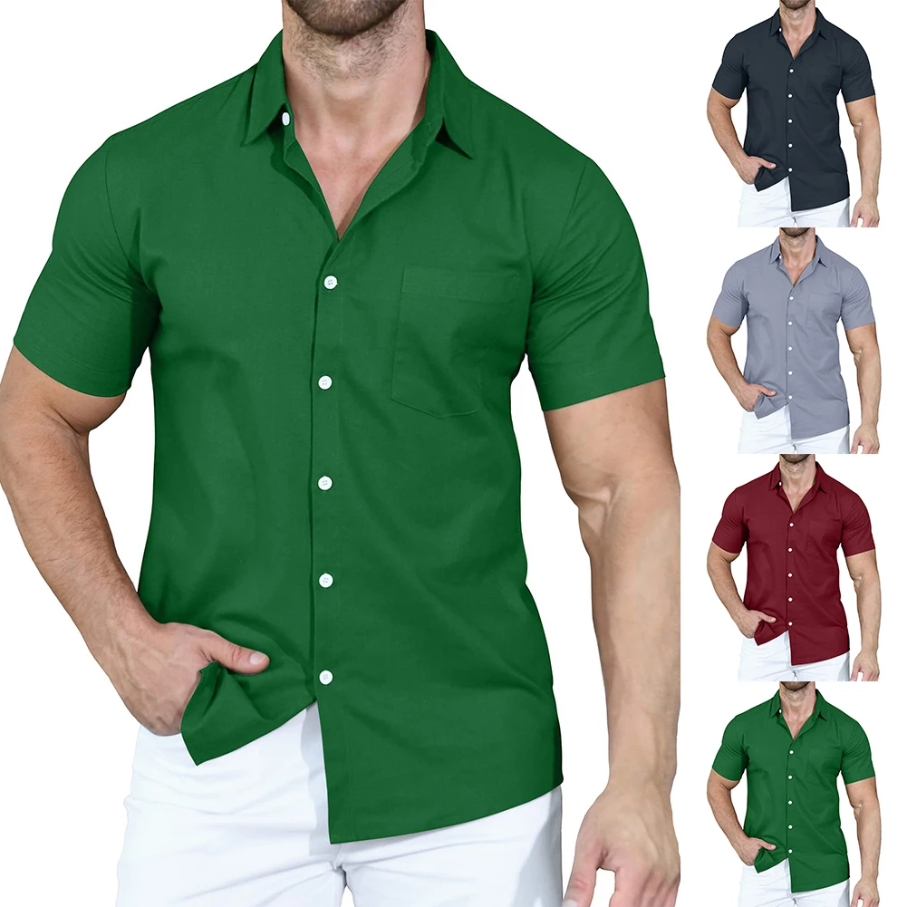 Mens Vintage Solid Color Dress Shirts Summer Classic Regular Fit Button Down Short Sleeve Casual Shirts Blouses Camisa Hombre
Mens Vintage Solid Color Dress Shirts Summer Classic Regular Fit Button Down Short Sleeve Casual Shirts Blouses Camisa Hombre