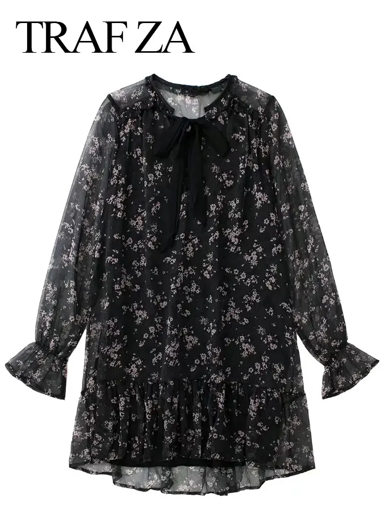 TRAF ZA 2022 Spring Women's Chiffon Dress Crew Neck Tie Bow Casual Loose Ruffles Bell Cuffs Mini Retro Skirt Party Daily Wear
TRAF ZA 2022 Spring Women's Chiffon Dress Crew Neck Tie Bow Casual Loose Ruffles Bell Cuffs Mini Retro Skirt Party Daily Wear