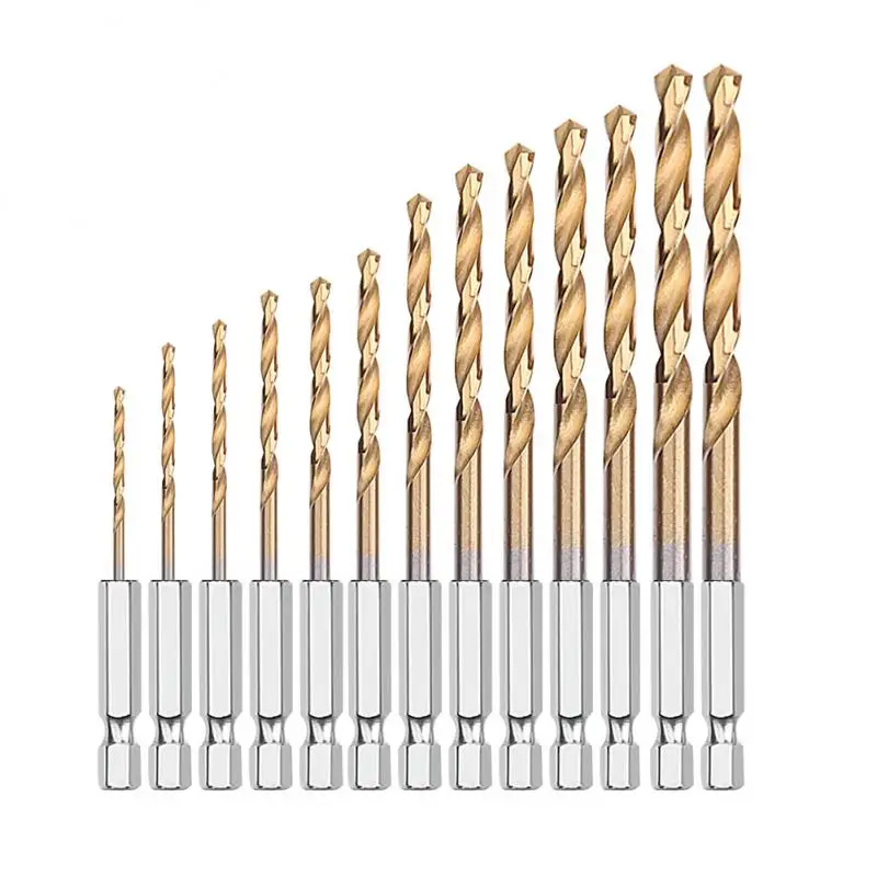 Hexagonal Handle Twist Drill Bit Titanium-plated 13PC Wind Batch High-speed Steel Electric Screwdriver Twist Drill Power Tools
Hexagonal Handle Twist Drill Bit Titanium-plated 13PC Wind Batch High-speed Steel Electric Screwdriver Twist Drill Power Tools