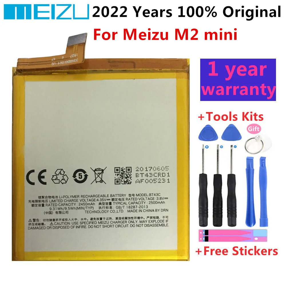 100% Original Mobile Phone Battery BT43C For Meizu M2 mini Meilan 2 M2mini Replacement Battery 2500mAh Phone Batteries +Tools
100% Original Mobile Phone Battery BT43C For Meizu M2 mini Meilan 2 M2mini Replacement Battery 2500mAh Phone Batteries +Tools