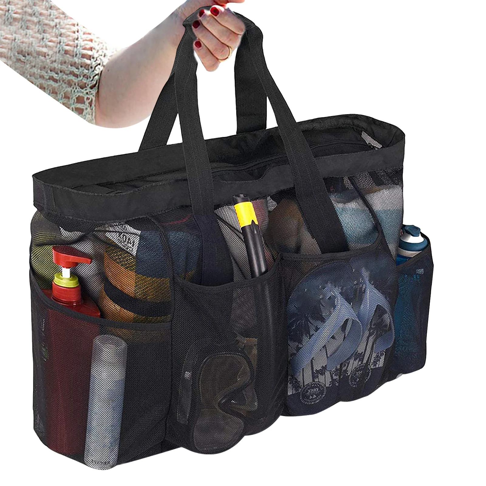 Mesh Tote Bag Utility Tote Bag Beach Toiletries Storage Bag With Zipper Pocket For Outdoor Swimming Beach Walking
Mesh Tote Bag Utility Tote Bag Beach Toiletries Storage Bag With Zipper Pocket For Outdoor Swimming Beach Walking