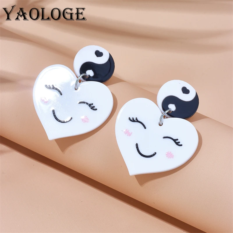 YAOLOGE Lovely White Heart Smiley Face Drop Earrings For Women New Trend Girls Cartoon Acrylic Ear Jewelry Birthday Gifts Серьги
YAOLOGE Lovely White Heart Smiley Face Drop Earrings For Women New Trend Girls Cartoon Acrylic Ear Jewelry Birthday Gifts Серьги