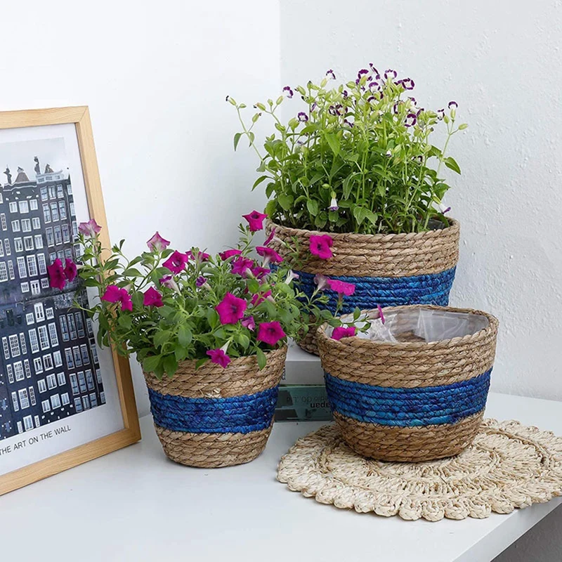 LBER 3PCS Seagrass Planter Basket Indoor Outdoor Hand Woven Storage Basket Plant Pot Cover Flower Pot Cover Containers (Blue)
LBER 3PCS Seagrass Planter Basket Indoor Outdoor Hand Woven Storage Basket Plant Pot Cover Flower Pot Cover Containers (Blue)