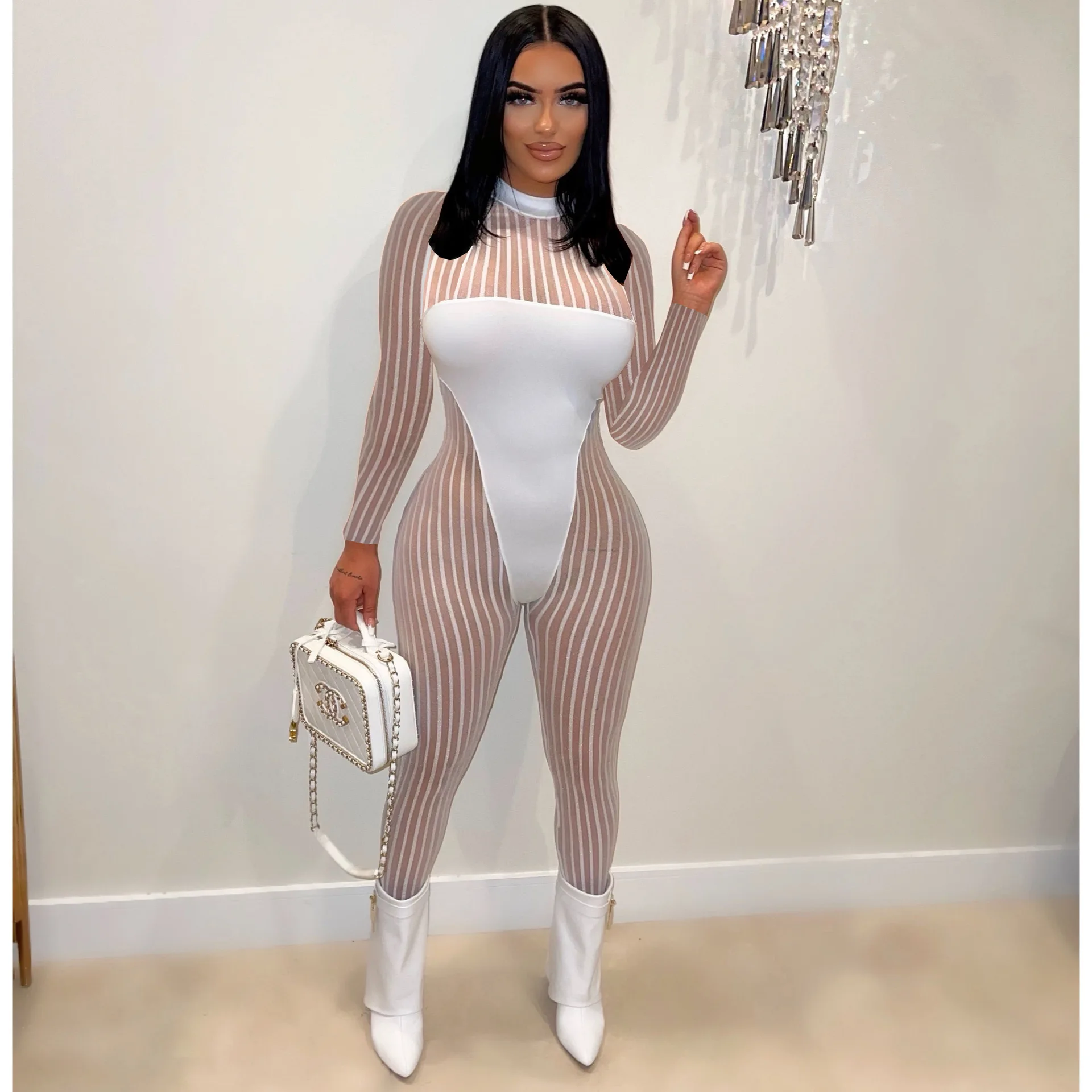 Sexy Mesh Jumpsuit Women Autumn Striped Patchwork Long Sleeve Sheer Sport Rompers Summer Party Bodycon Y2K Playsuit Overalls
Sexy Mesh Jumpsuit Women Autumn Striped Patchwork Long Sleeve Sheer Sport Rompers Summer Party Bodycon Y2K Playsuit Overalls