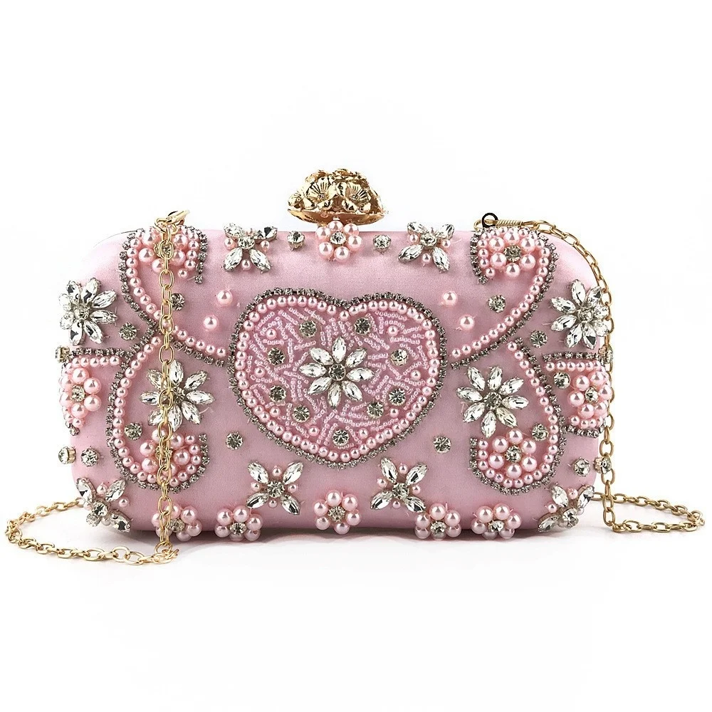 Luxury Women Crystal Evening Bags Handmade Diamond Clutch Party Purse Pink Rhinestones Pearl Ladies Shoulder Bag Wedding Handbag
Luxury Women Crystal Evening Bags Handmade Diamond Clutch Party Purse Pink Rhinestones Pearl Ladies Shoulder Bag Wedding Handbag