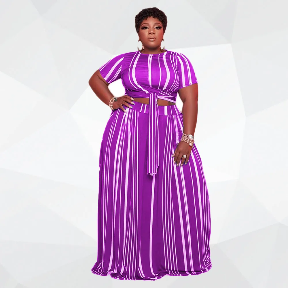 New Plus Size Women Clothing 2022 Round Collar Striped Printed Two Piece Set Bandage Skirt Set Elegant Outfits Dropshipping
New Plus Size Women Clothing 2022 Round Collar Striped Printed Two Piece Set Bandage Skirt Set Elegant Outfits Dropshipping