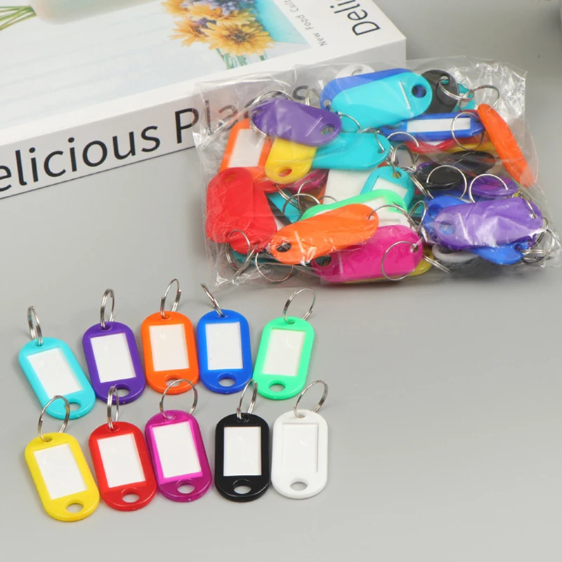 

10PCS Colorful Plastic Classification Plate Keychain Key Tags Label Numbered Name Baggage Tag ID Label Name Tags With Split Ring