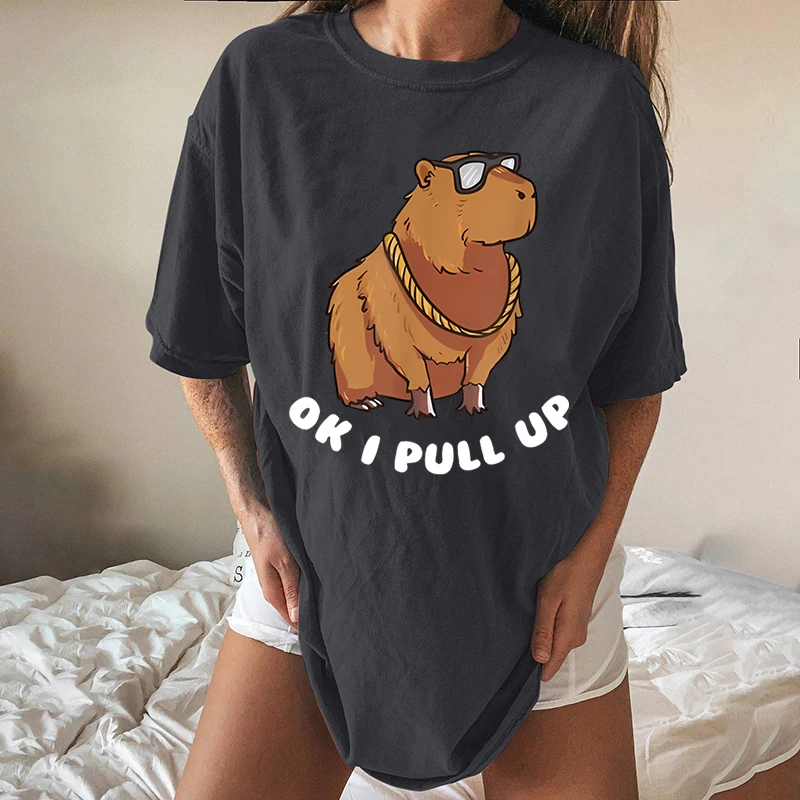 Women Vintage Clothes Ok I Pull Up Print Tops Fashion Lady Short Sleeve Tees Female Summer Capybara Graphic Korean T-Shirt
Women Vintage Clothes Ok I Pull Up Print Tops Fashion Lady Short Sleeve Tees Female Summer Capybara Graphic Korean T-Shirt