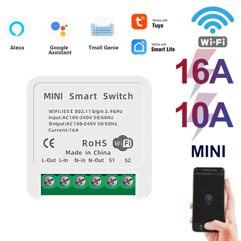 Tuya WiFi 10/16A Smart Light Switch Module, Smart Home Automation DIY Breaker 2 Way Control, Work With Alexa Google Home Alice
Tuya WiFi 10/16A Smart Light Switch Module, Smart Home Automation DIY Breaker 2 Way Control, Work With Alexa Google Home Alice