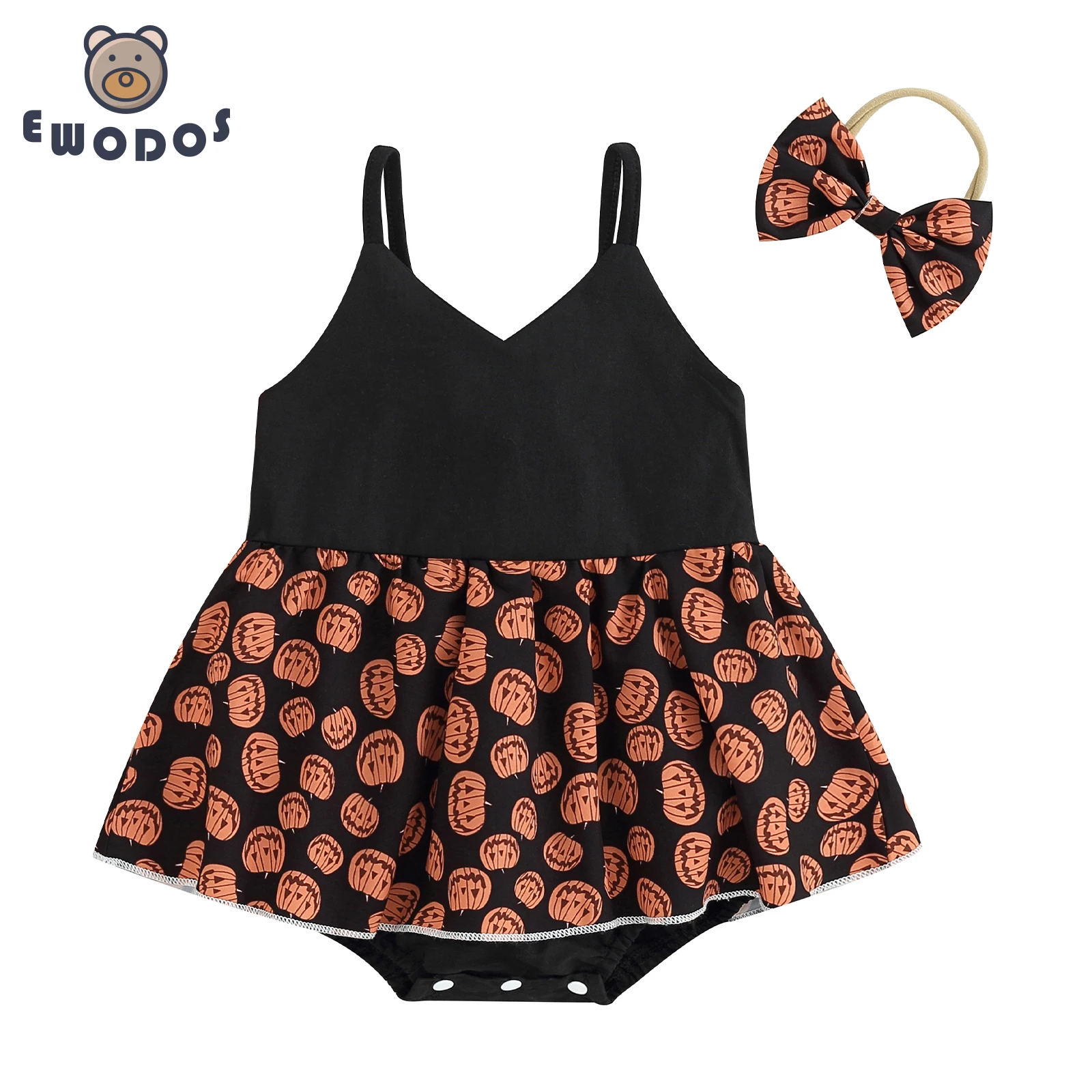 EWODOS 0-18M Infant Baby Girls Halloween Bodysuit Dress Pumpkin Pattern Sleeveless V-Neck Jumpsuit + Bowknot Headband Outfits
EWODOS 0-18M Infant Baby Girls Halloween Bodysuit Dress Pumpkin Pattern Sleeveless V-Neck Jumpsuit + Bowknot Headband Outfits