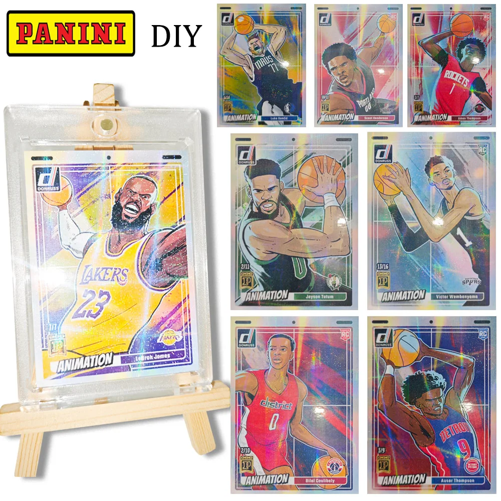 Звездная карта Panini DIY Wembanyama Thompson Doncic James преломляющий крест лазерная цветная
