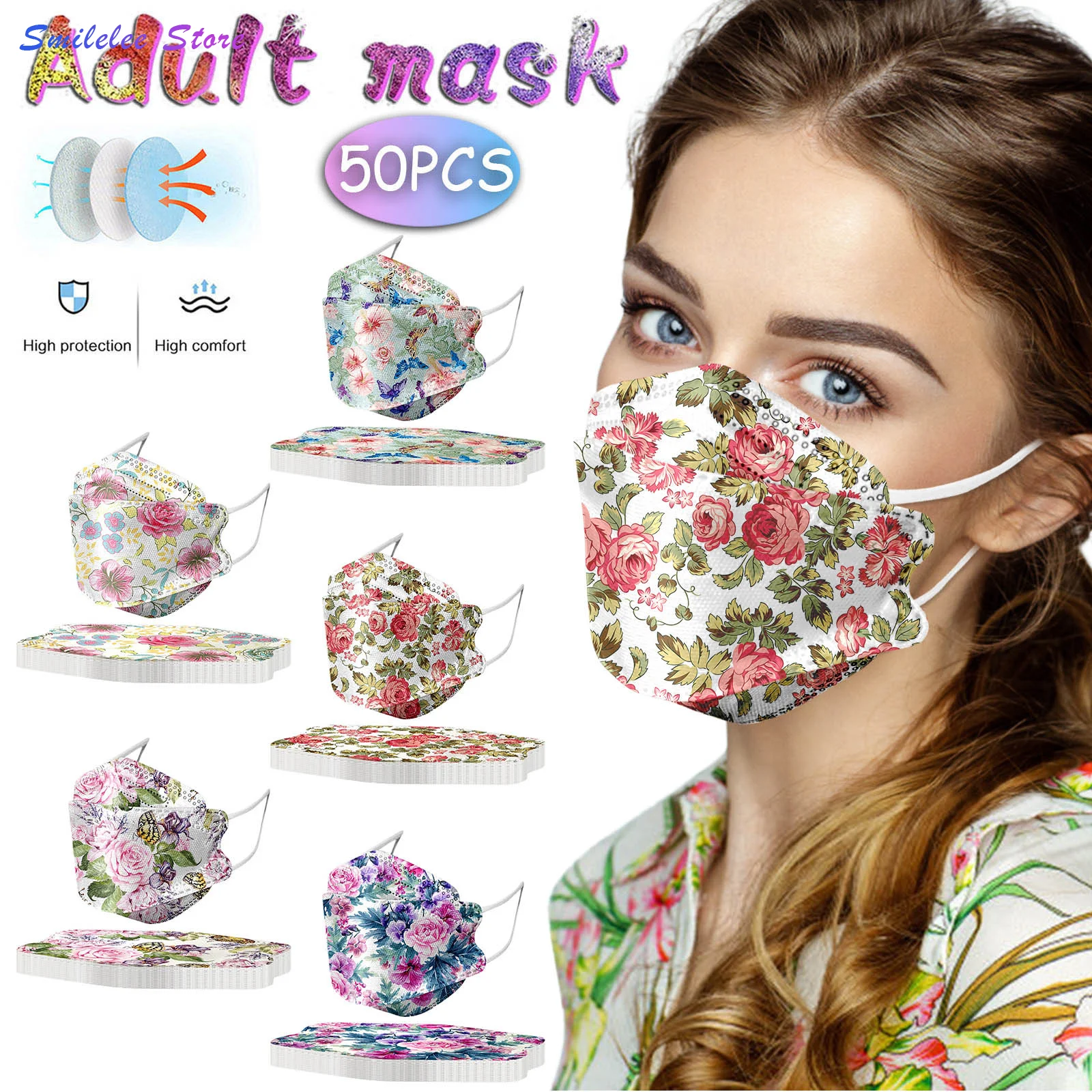 50pcs Unisex Adult Floral Printed Outdoor Mask Protective Disposable Face Mask Hygiene Mouth Caps Cosplay Máscara Protectora
50pcs Unisex Adult Floral Printed Outdoor Mask Protective Disposable Face Mask Hygiene Mouth Caps Cosplay Máscara Protectora