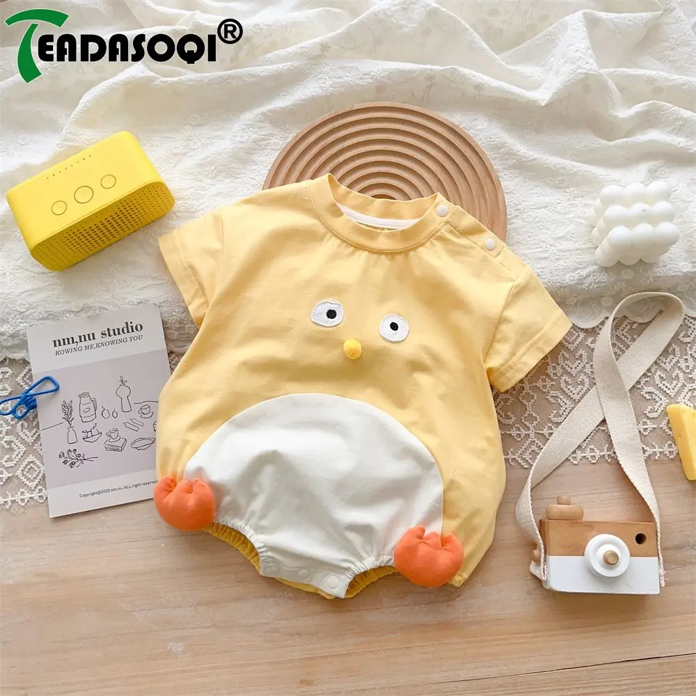 

2023 Clothes 0-24M Infants Toddlers Cute Cartoon Chick Design! 95% Cotton One-Piece Bodysuits - Perfect for Newborns Kids Baby