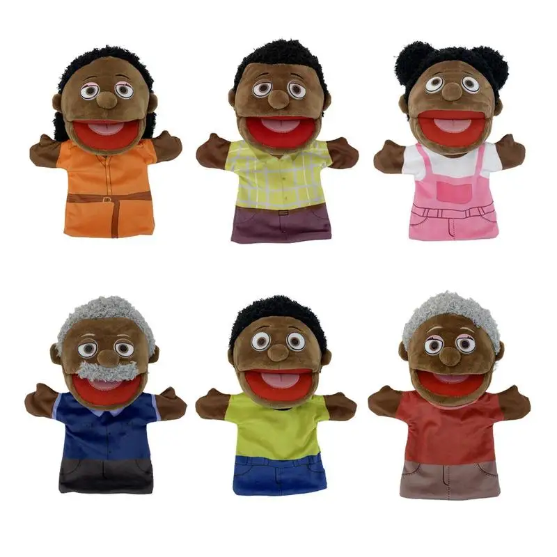 

Family Puppets For Kids 6pcs Black Family Members Puppets 28cm Puppet Show Black Theater School Home Multicultural Hand Puppets