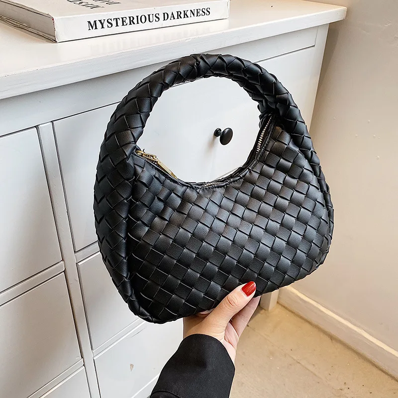Dumpling Pack Fashion Woven Small Tote Bag Designer Women Handbags Soft Pu Leather Lady Half-moon Bags Composite Shopper Purses
Dumpling Pack Fashion Woven Small Tote Bag Designer Women Handbags Soft Pu Leather Lady Half-moon Bags Composite Shopper Purses