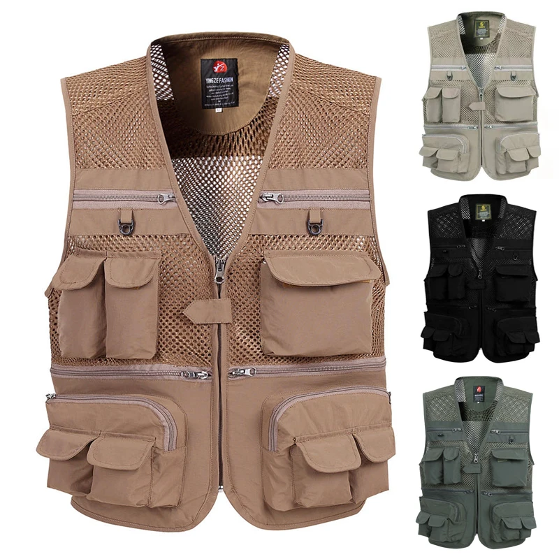 Summer Men's Clothes Sleeveless Casual Coat Mesh Cargo Vests Fishing Outerwear Outdoor Baggy Male Puffy Vest Jacket For Men
Summer Men's Clothes Sleeveless Casual Coat Mesh Cargo Vests Fishing Outerwear Outdoor Baggy Male Puffy Vest Jacket For Men