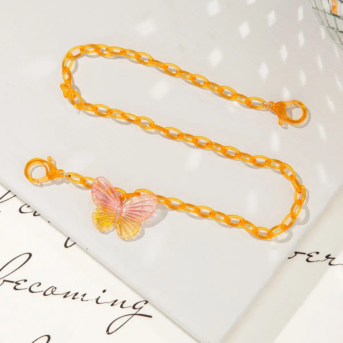 Acrylic Fashion Lanyard Colorful Butterfly Necklace Mask Chain Neck Strap Mask Holder Glasses Chains
Acrylic Fashion Lanyard Colorful Butterfly Necklace Mask Chain Neck Strap Mask Holder Glasses Chains
